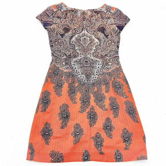 Club Monaco Printed Patterned Paisley Short Sleeve Shift Dress Size 0 - Picture 5 of 6